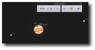 Zaćmienie Jowisza przez Marsa w 2223 roku - kliknij by powiększyć mars i jowisz